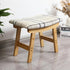 BAMBOO LAND- Bamboo Foot Stools Ottoman, Stripes Beige Cushion & Natural Wood Legs, Small Ottoman Foot Rest for Couch