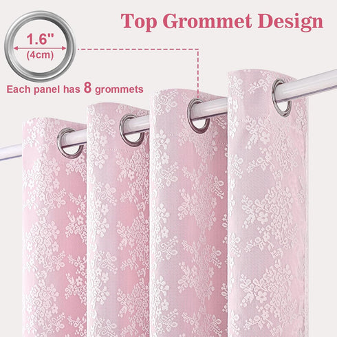 84 Inches Grommet 52" 84" Yinhua Pink Curtains for Girls Room Double Layer Blackout Curtains for Bedroom Long Nursery