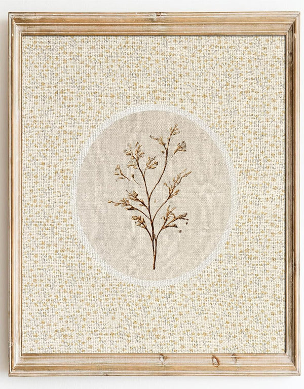 Kizbok Vintage Floral Wall Art Prints Decor Neutral Embroidered Dried Flowers Canvas Prints