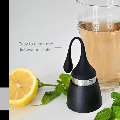 AdHoc Hangtea Infuser Black, Dishwasher-Safe Metal Strainer for Fruit & Other Teas
