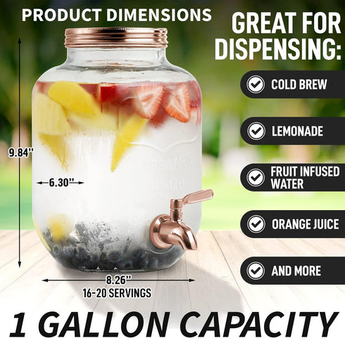 1 Zulay Kitchen Gallon Cold Brew Coffee Maker - Large Iced Tea & Cold Brew Pitcher with Extra-Thick Glass & Stainless