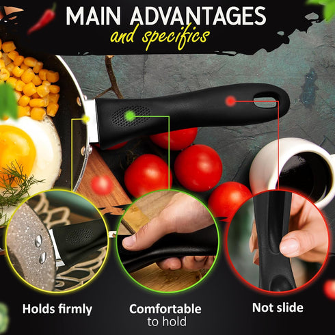 Cookware Pans Replacement Grip Handle, Removable Lid Handle Knob for Pots and Pans with Detachable Screw
