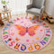 ABC Kids Alphabet Round Rug 4ft Washable Soft Circle Nursery Rug, Non-Slip