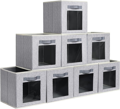 Foldable Storage Cubes - Decorative Fabric Bins for Clothes Storage, Closet Organizers for Shelves, 11inch, Set of 8,