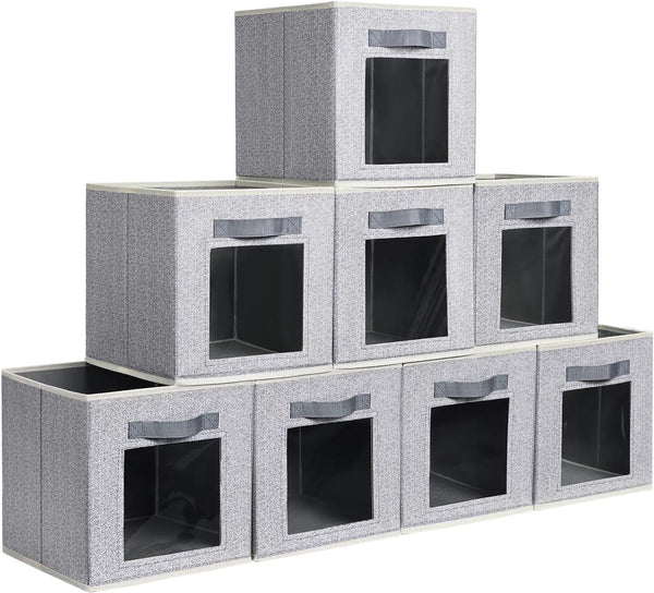 Foldable Storage Cubes - Decorative Fabric Bins for Clothes Storage, Closet Organizers for Shelves, 11inch, Set of 8,