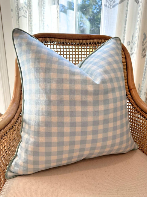 20" 20" Jillien Harbor The Charlie Decorative Pillow Cover Blue and White Accent Pillow Cover with Gingham-Inspired
