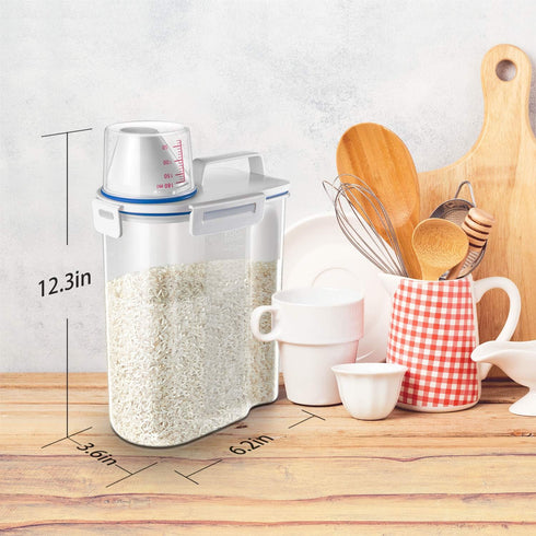 TBMax Rice Storage Container - 5 Lbs Flour Container with Measuring Cup, Airtight Dry Food Bin for Kitchen Pantry