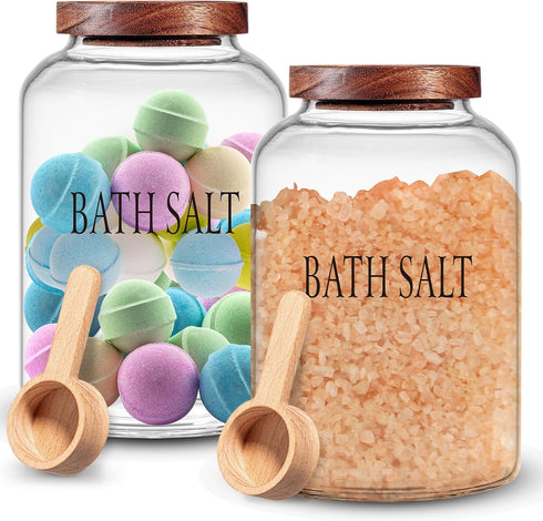 SiliFine 1 Sets 74 oz Large Bath Salt Container with Wooden Scoop