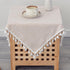 24 24 Inch Linen Small Square Tablecloth x Beige Washable Wrinkle Resistant Table Cover with Tassels Farmhouse