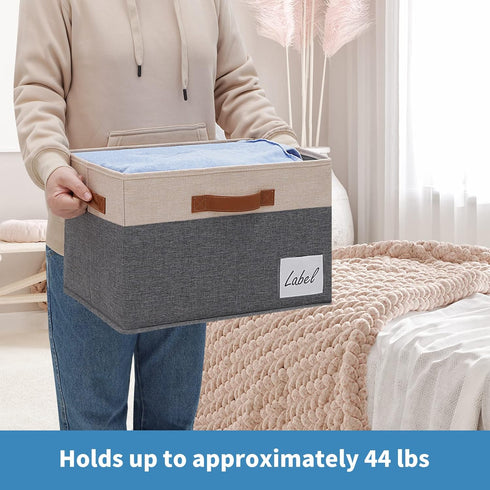 GhvyenntteS Large Storage Bins with Lids (3-Pack), Large Closet Storage Bin with Lid and 3 PU Handles, Foldable Baskets