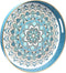 Round Cyan Decorative Tray for Coffee Table, Ottoman, 13 Plastic Serving Platter