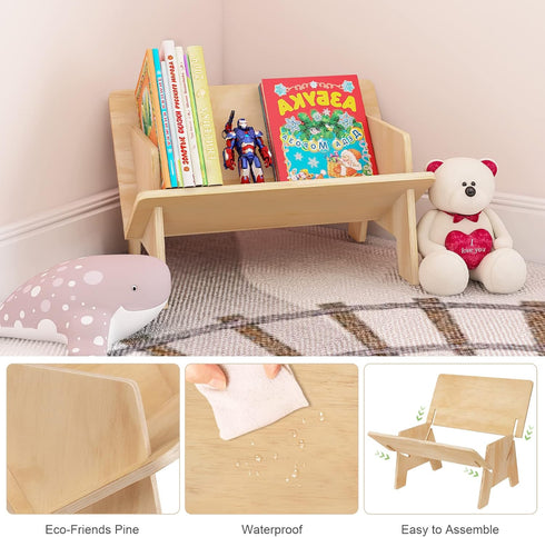 RekRang Wooden Tabletop Bookshelf Titled Desktop Bookshelf Cookbook Shelf,Small Bookcases for Magazine Books CDs,Book