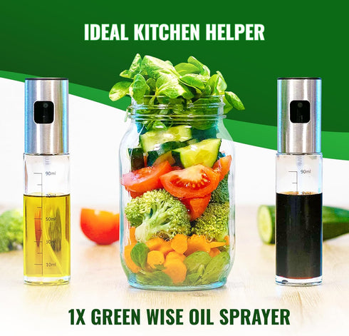GREEN WISE Oilsprayer for Olive & Vine Oil Spray Bottle, Continuous Spray, 3 OZ, for Cooking, Salad Dressing, BBQ and More by GREEN WISE