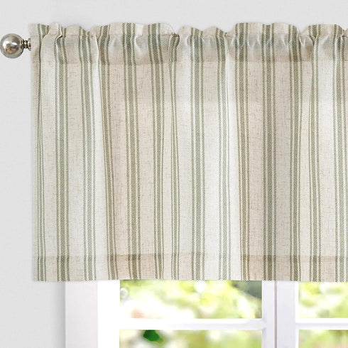 jinchan Striped Valance Window Treatment, Linen Valance for Small Windows, Farmhouse Valance Curtain, Light Filtering