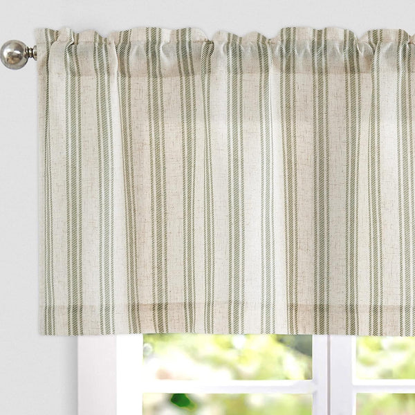 jinchan Striped Valance Window Treatment, Linen Valance for Small Windows, Farmhouse Valance Curtain, Light Filtering