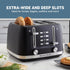 West Bend 4 Slice Toaster - Extra-Wide and Deep Slots with 3 Functions, 7 Shade Settings, Black