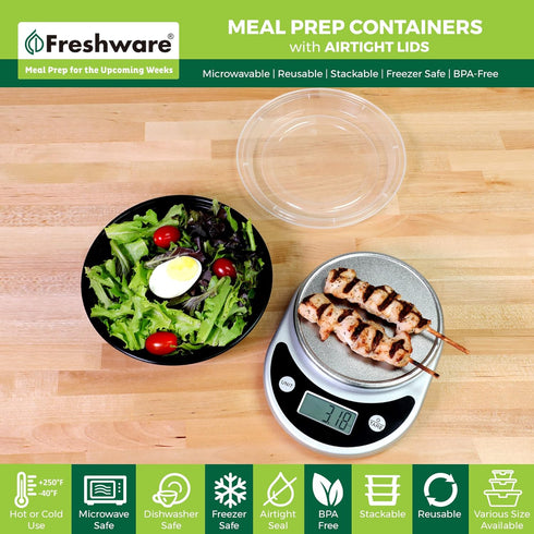 Freshware Meal Prep Bowl Containers - 30 Pack Plastic Bowls with Lids for Soup and Salad, BPA Free