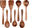Wooden Non-Stick Kitchen Pan Toolset, 7 Pieces, 100% Natural Teak Cooking Utensils Set