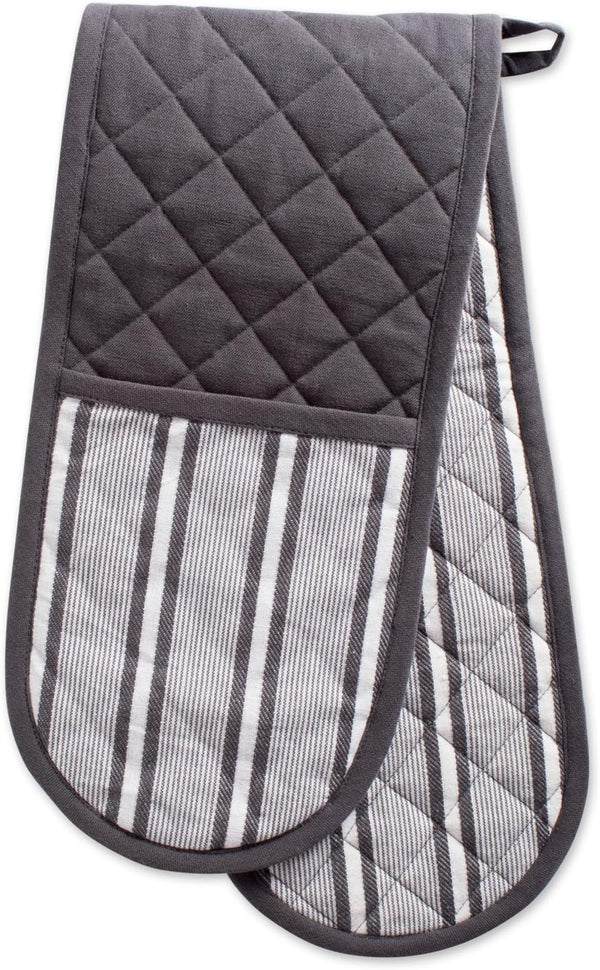 DII Double Strip Chef Kitchen Cooking & Baking Collection, Double Oven Mitt, 35x7.5, Mineral Gray