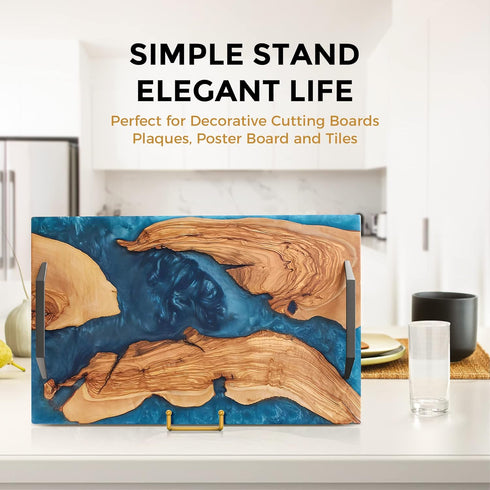 TR-LIFE 8 Inch Large Plate Stands for Display, Metal Holder for Pictures, Decorative Plates, Platter (Gold 2 Pack)