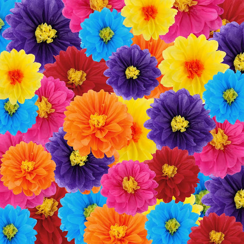 36 Pcs Colorful Mexican Paper Flowers for Floral Party Backdrop Wedding Birthday Craft, 6" 8" 10"