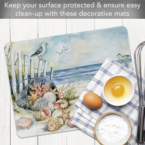Cut N' Funnel Coastal Sanctuary Designer Flexible Plastic Cutting Board Mat, 15" x 11.5", Made in the USA