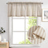 Vangao Kitchen Valance Linen Stripe Short Curtain Farmhouse Country Rustic Pinstripe Tickingstripe Light Filtering Rod Pocket Window Topper Treatment 18 Inch 1 Panel Taupe on Beige