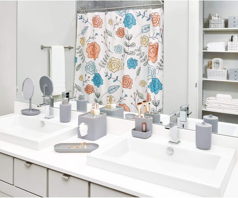 iDesign Cade Collection Facial Tissue Box Cover for Bathroom and Vanity Countertops, Matte Gray, 6.1" x 5.15" x 5.4"