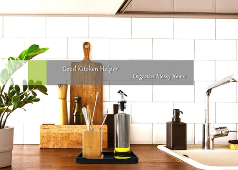Small Black Mini Tray (8 inch x 4 inch) - Kitchen Counter, Bathroom Vanity Items, Coffee Accessory, Serving Use