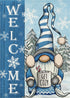 Welcome Winter Gnome Decorative Garden Flag, Blue Christmas Holiday Seasonal Burlap, 12 x 18 Double Sided Yard Decor
