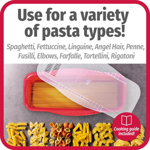 GoodCook Microwave Pasta Cooker with Strainer Lid, Cooks up to 4 Servings of Pasta, Cooking Guide Included