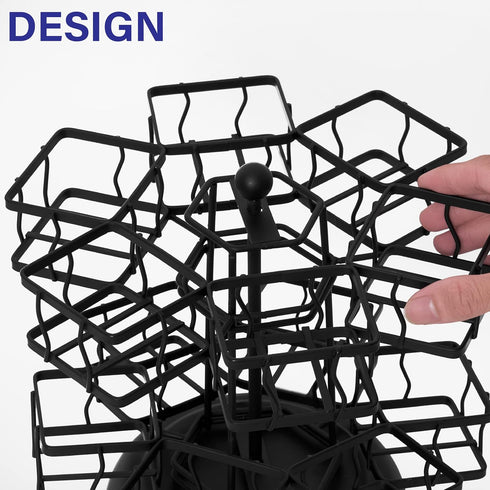 12 140 NHZ Tea Bag Organizer - Spinning Carousel Holder With Compartments, Up to Tea Bags Storage, Black Powder Coated