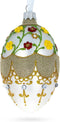 Multicolor Flowers on White Glass Egg Ornament, 4 Inches