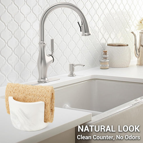 Counter, 1 Diatomite Sponge Holder for Kitchen Sink Quick Drying, Fast Water Absorbent Stone Tray, Slot Dish Sponge