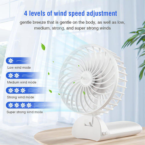 Mini Portable Handheld Fan with Lanyard - 4 Speed Personal Fan, 180 Degree Foldable Desk Fan for Travel Outdoor