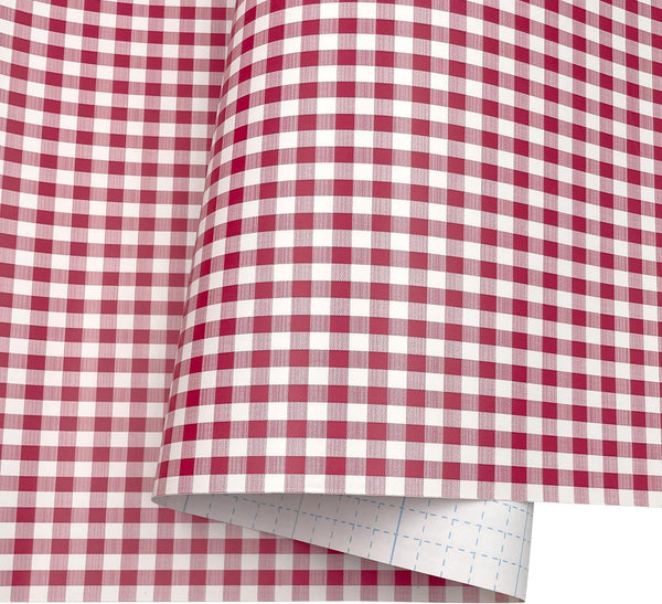 Yifely Red Holiday Gingham Drawer Paper, Self-Adhesive Shelf Liner, Makeup Cabinet Decor, 17.7 Inch by 9.8 Feet
