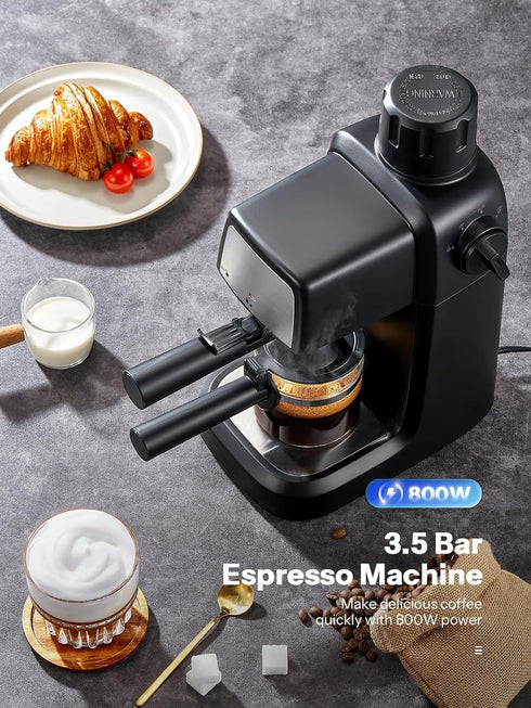 Reemix 3.5 800W 4 Espresso Machine Bar, Compact Size Coffee Maker with Steam Wand, Cups Cappuccino & Latte Machine