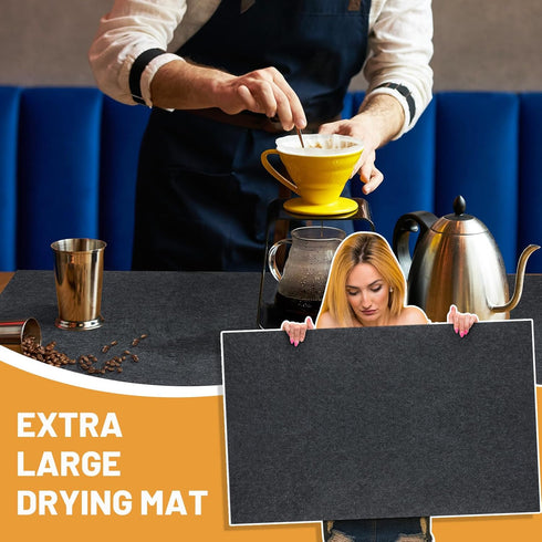 Hushee 2 Pcs Extra Large Dish Drying Mat - Quick Dry 30'' x 24'' Waterproof Slip Resistant for Countertop