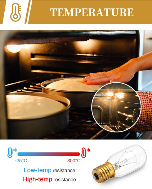 DORESshop 40W T8 E17 Appliance Bulb, Microwave Light Under Hood, Stove Light, Refrigerator, 2 Pack