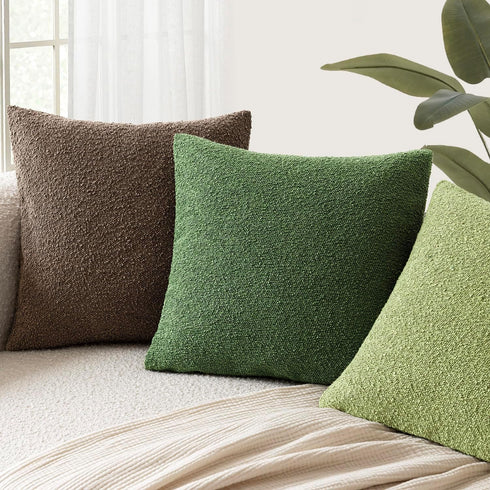 Set 2, Cozy 26x26 Inch Foindtower of Decorative Textured Boucle Throw Pillow Covers Accent Solid Pillow Cases Neutral