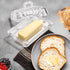 24oz Countertop Glass Butter Dish with Top Arch Handle Lid | Contain Butter Sticks | Covered Butter Keeper Holder Tray