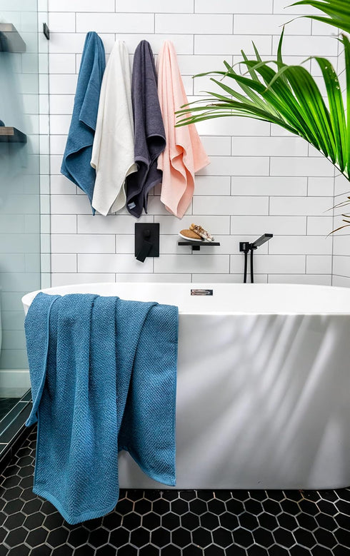 79458 Set, 2 2 2 6 Simpli-Magic Popcorn Textured Bath Towels Bath Towels, Hand Towels, Washcloths, Pieces, Blue