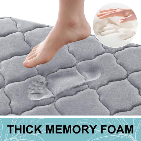 OLANLY U-Shaped Memory Foam Toilet Rugs 24x20, Ultra Soft Non-Slip Bathroom Mats, Grey Contour Bath Rugs