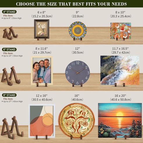 4 Inch Plate Display Stand for Decorative Picture Frame, Dish, Photo, Plaque, Wood Stand for Displaying