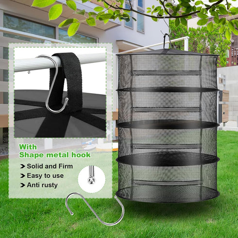 Herb Drying Rack Net Mesh with Black Zippers, 2ft Hydroponics Drying Rack for Plants and Herbs