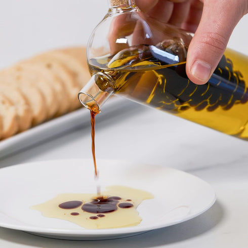 Set 1 True Napa Olive Oil and Vinegar Cruet with Cork Stopper, Perfect for Housewarming, Picnic, Dinner, BBQ, Outdoor