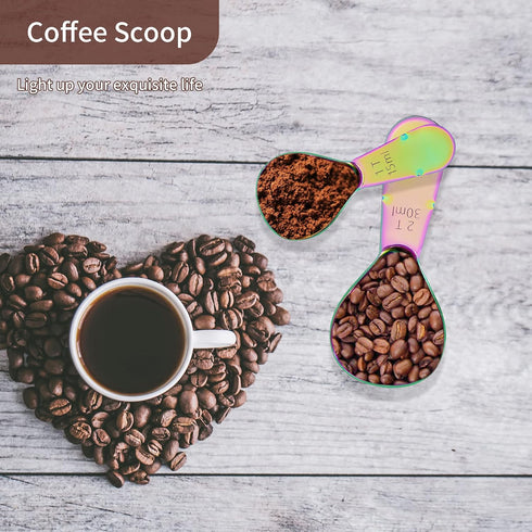 2 Pieces Stainless Steel Coffee Scoops Set, 1 Tbsp and 2 Tbsp Durable Measuring Tablespoon for Coffee, Tea, Sugar