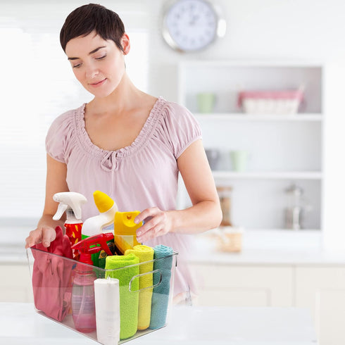 Clear Plastic Storage Bins, Pantry Organizers and Storage Containers for Kitchen, Bathroom, Freezer, Refrigerator