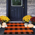 SEEKSEE Cotton Buffalo Plaid Rug 27.5"x43", Orange and Black Checked, Washable Doormat for Indoor/Outdoor