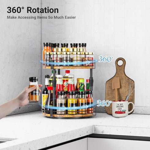 Counter Countertop Across-Star Lazy-Susan-Organizer-Spice-Rack, Rotating Spice Organizer For Cabinet Pantry, Seasoning